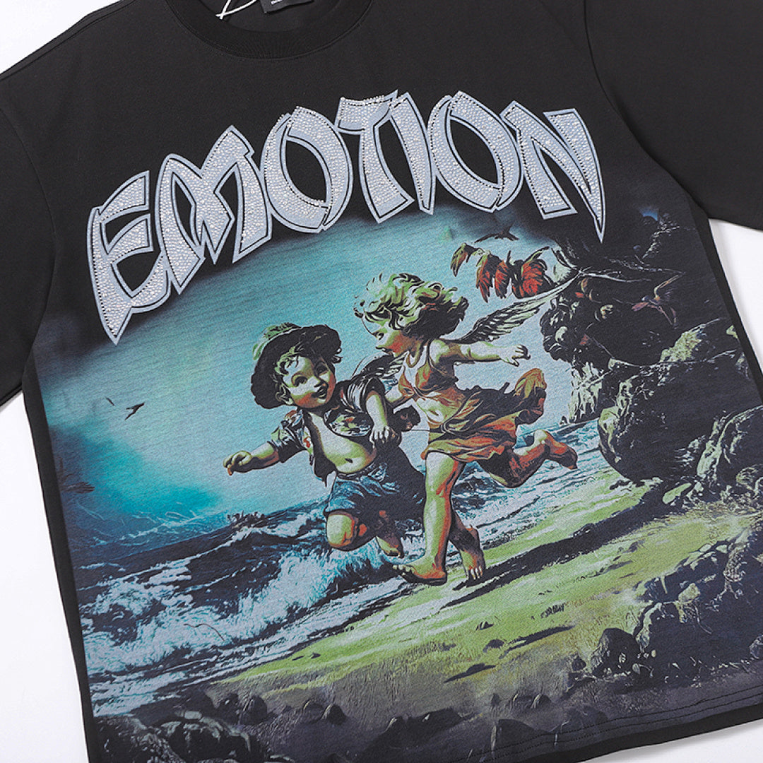 MIXED EMOTION Cartoon Character Graphic T‑Shirt