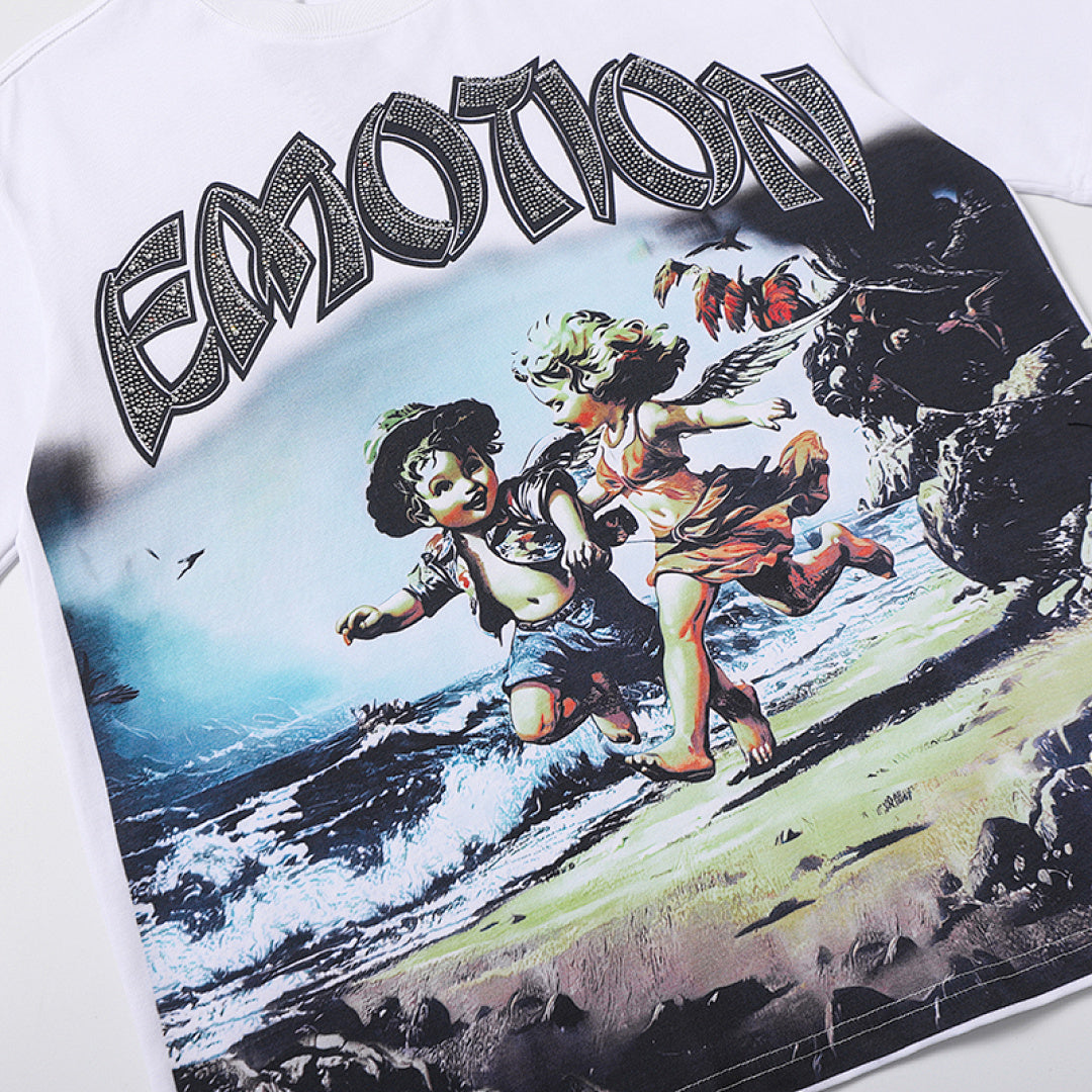 MIXED EMOTION Cartoon Character Graphic T‑Shirt