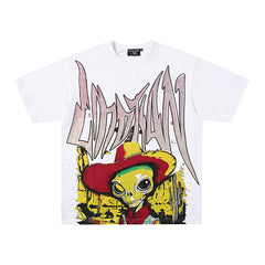 MIXED EMOTION  Gothic Letter Cowboy Skull Graphic T‑Shirt