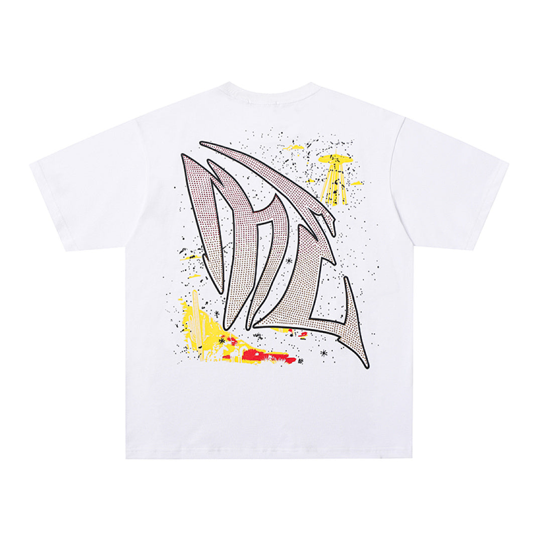 MIXED EMOTION  Gothic Letter Cowboy Skull Graphic T‑Shirt