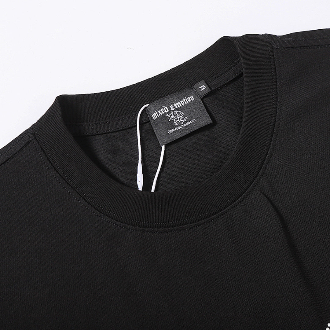 MIXED EMOTION Mecha Monster Graphic Gothic Letter T‑Shirt