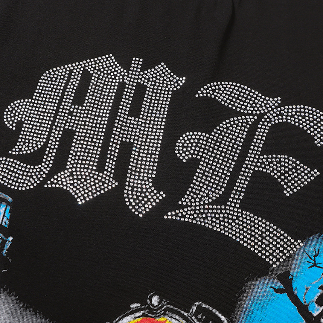 MIXED EMOTION Mecha Monster Graphic Gothic Letter T‑Shirt