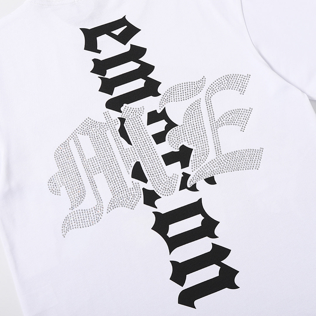 MIXED EMOTION Mecha Monster Graphic Gothic Letter T‑Shirt