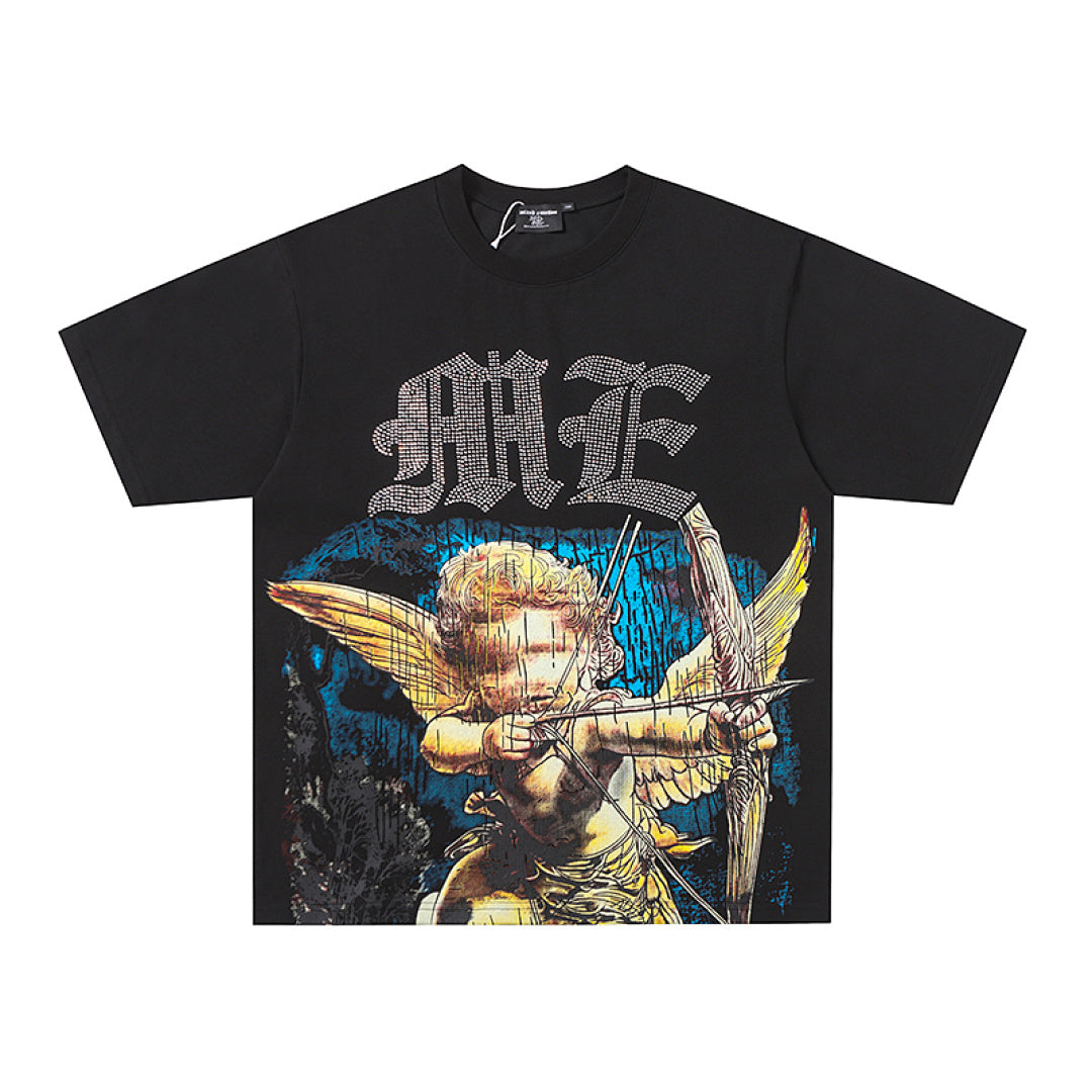 MIXED EMOTION EMOTION Gothic Letter Angel Graphic T‑Shirt