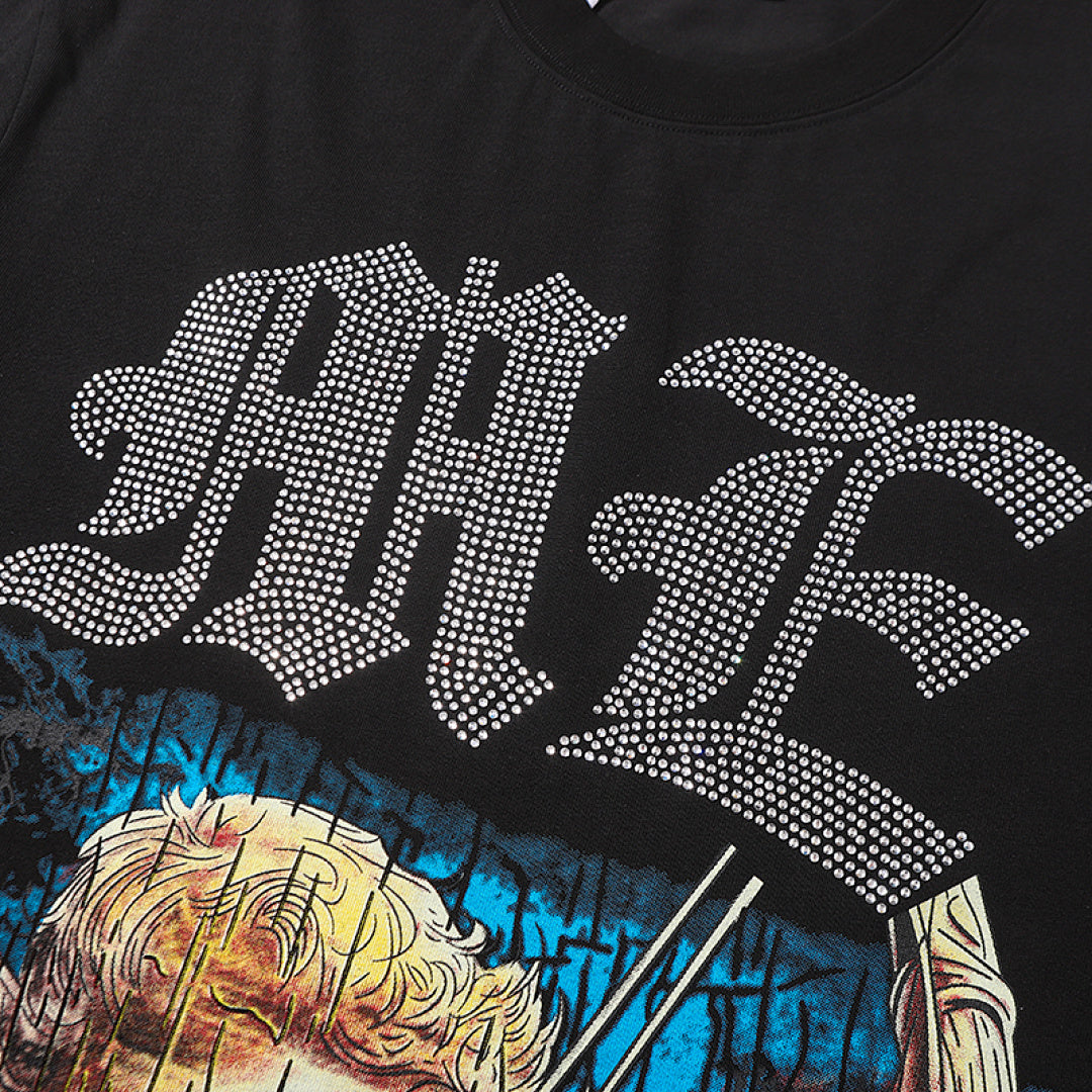 MIXED EMOTION EMOTION Gothic Letter Angel Graphic T‑Shirt