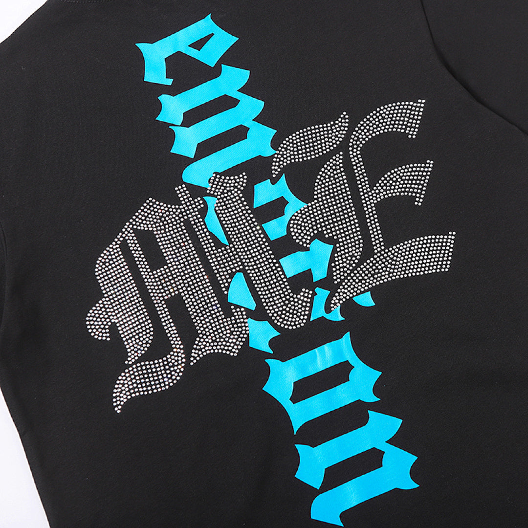 MIXED EMOTION EMOTION Gothic Letter Angel Graphic T‑Shirt