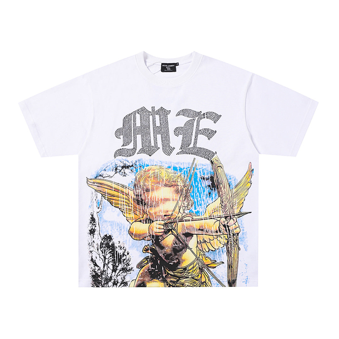MIXED EMOTION EMOTION Gothic Letter Angel Graphic T‑Shirt
