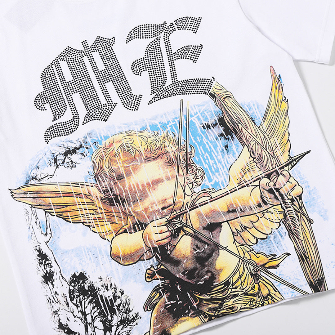 MIXED EMOTION EMOTION Gothic Letter Angel Graphic T‑Shirt