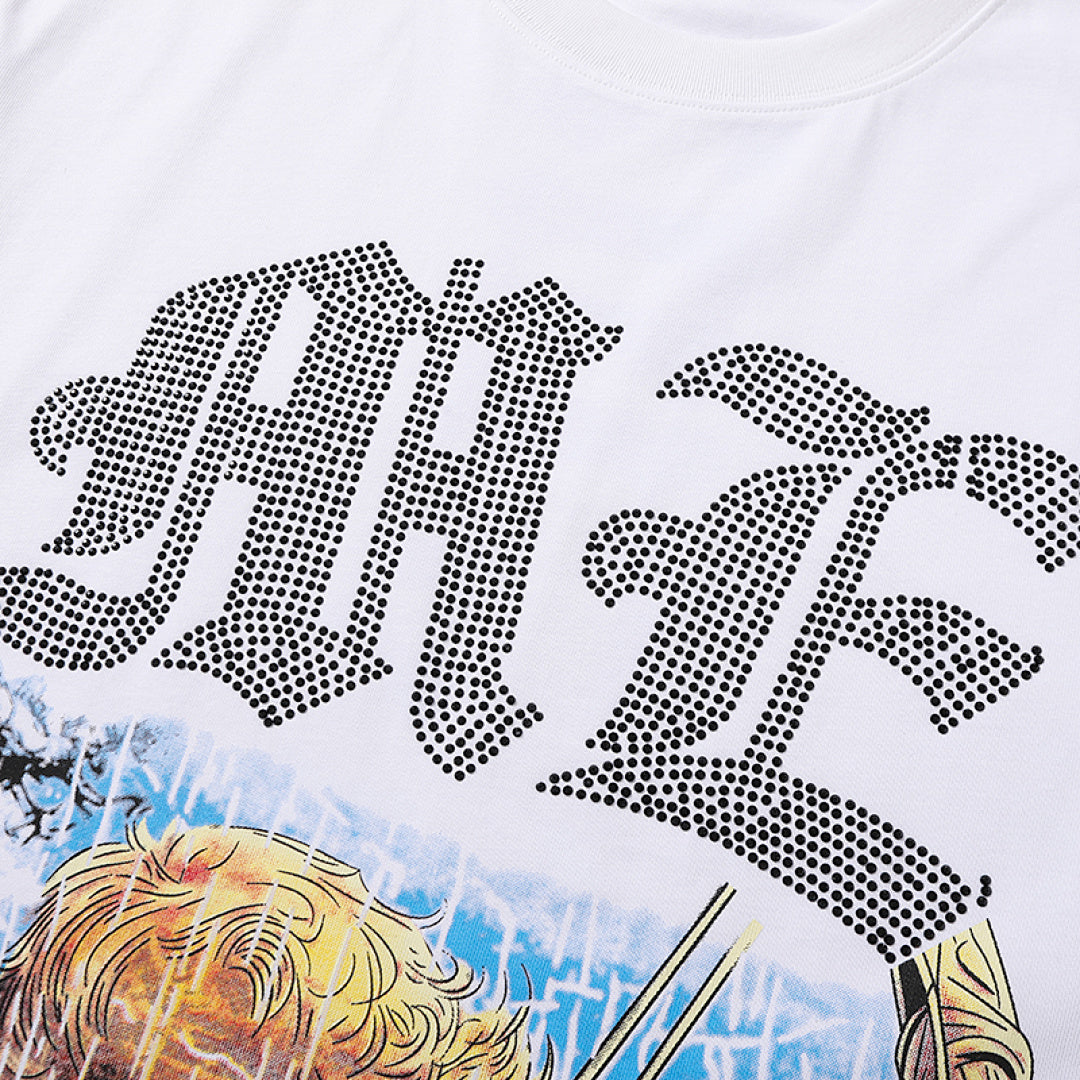 MIXED EMOTION EMOTION Gothic Letter Angel Graphic T‑Shirt
