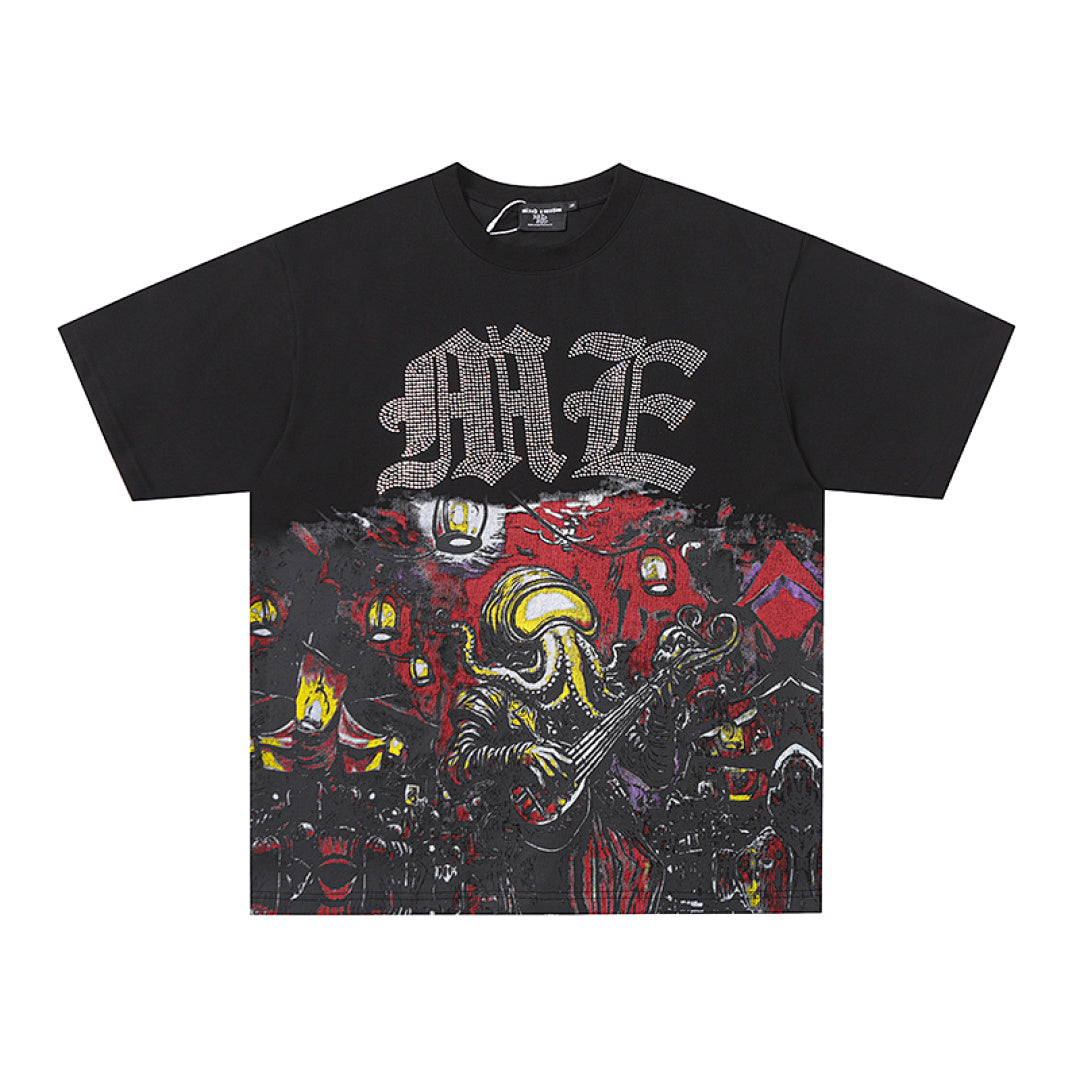 MIXED EMOTION EMOTION Gothic Letter Vintage Scene Graphic T‑Shirt