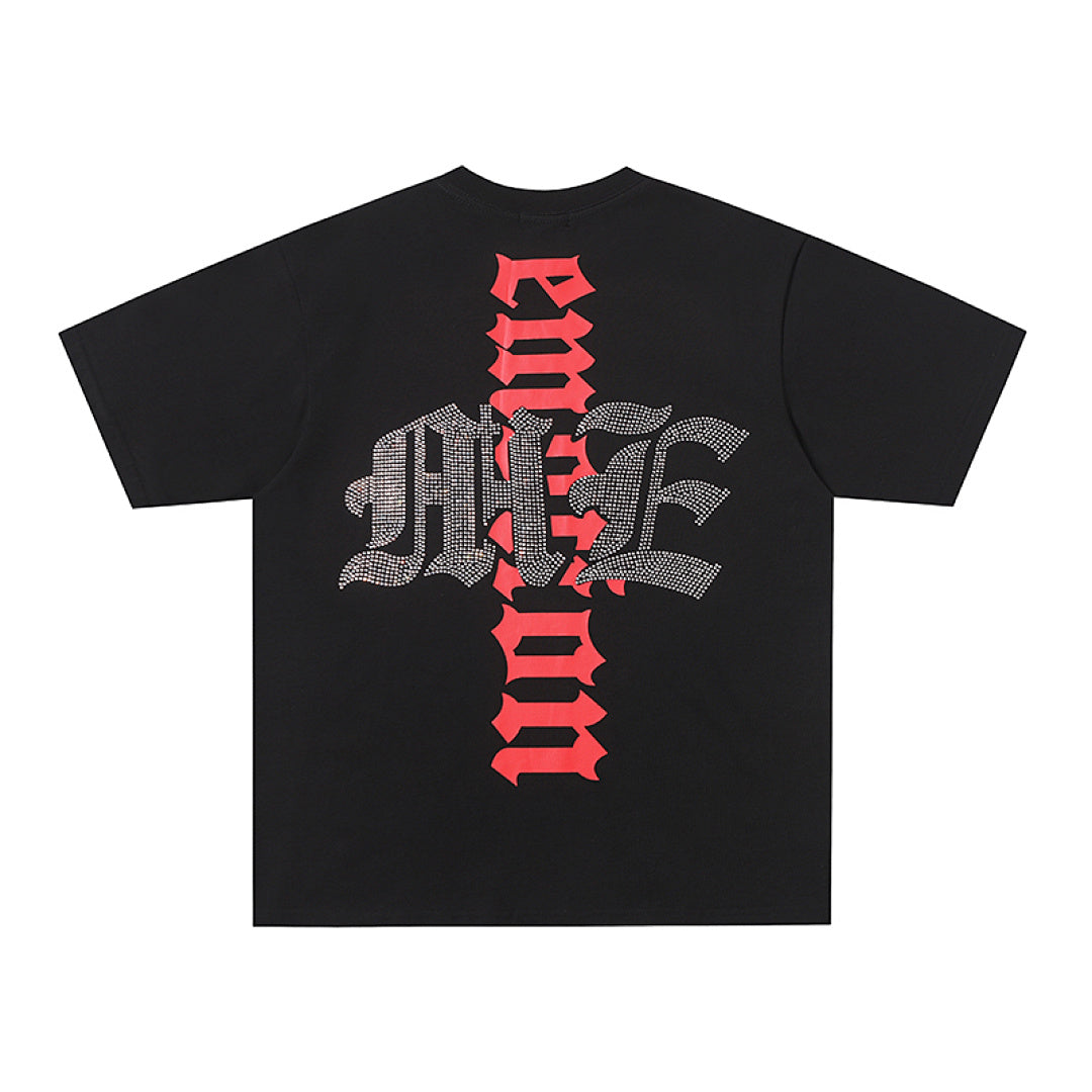MIXED EMOTION EMOTION Gothic Letter Vintage Scene Graphic T‑Shirt
