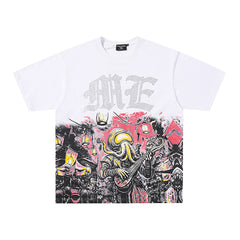 MIXED EMOTION EMOTION Gothic Letter Vintage Scene Graphic T‑Shirt