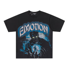 MIXED EMOTION Black Panther Portrait Gothic Letter Graphic T‑Shirt