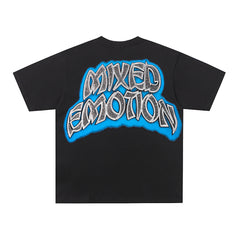 MIXED EMOTION Black Panther Portrait Gothic Letter Graphic T‑Shirt