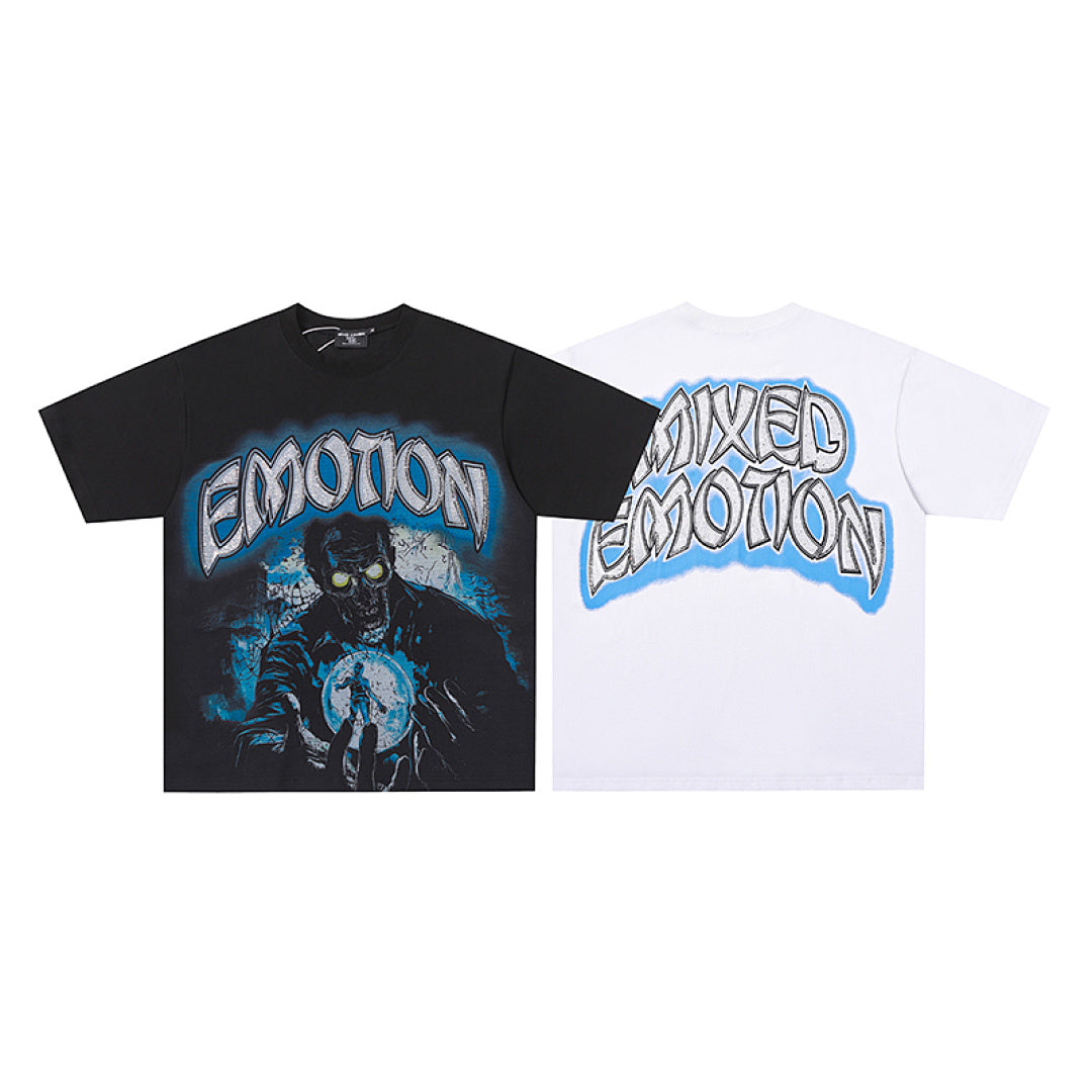 MIXED EMOTION Black Panther Portrait Gothic Letter Graphic T‑Shirt