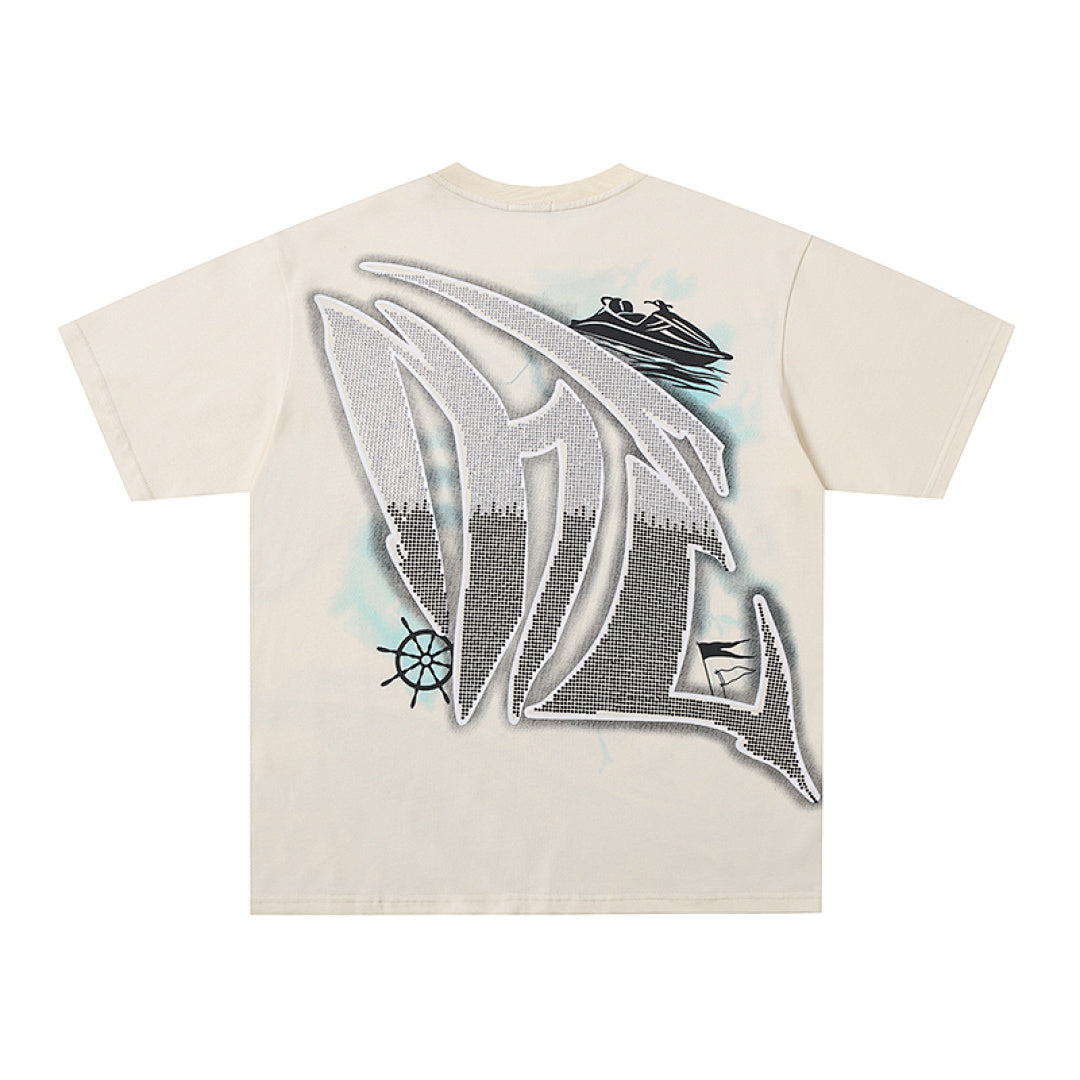 MIXED EMOTION  Gothic Letter Angel Graphic T‑Shirt