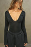 Notched V Neck Long Sleeve
