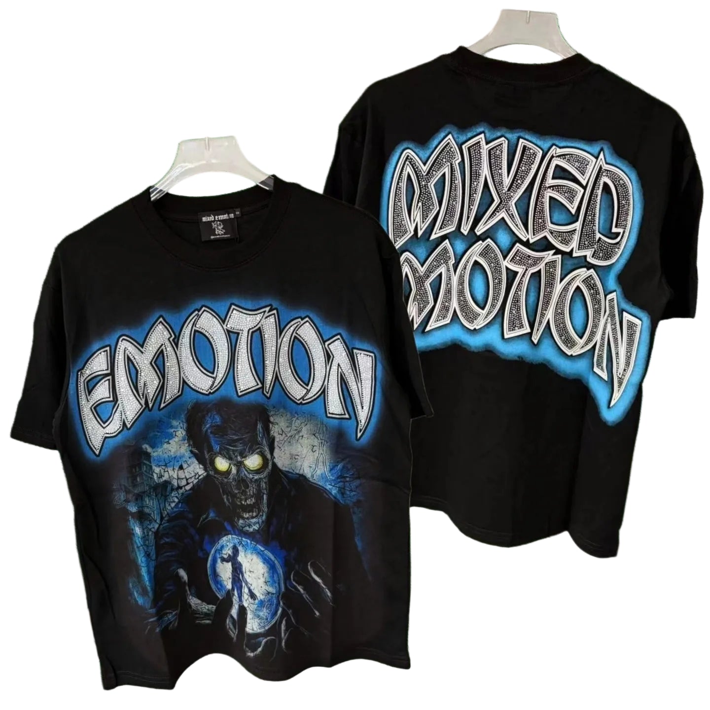 Correct version of Mixed EMOTION hot stamping printed American street T-shirt West Coast hip-hop trend rap short sleeved shirt (1)