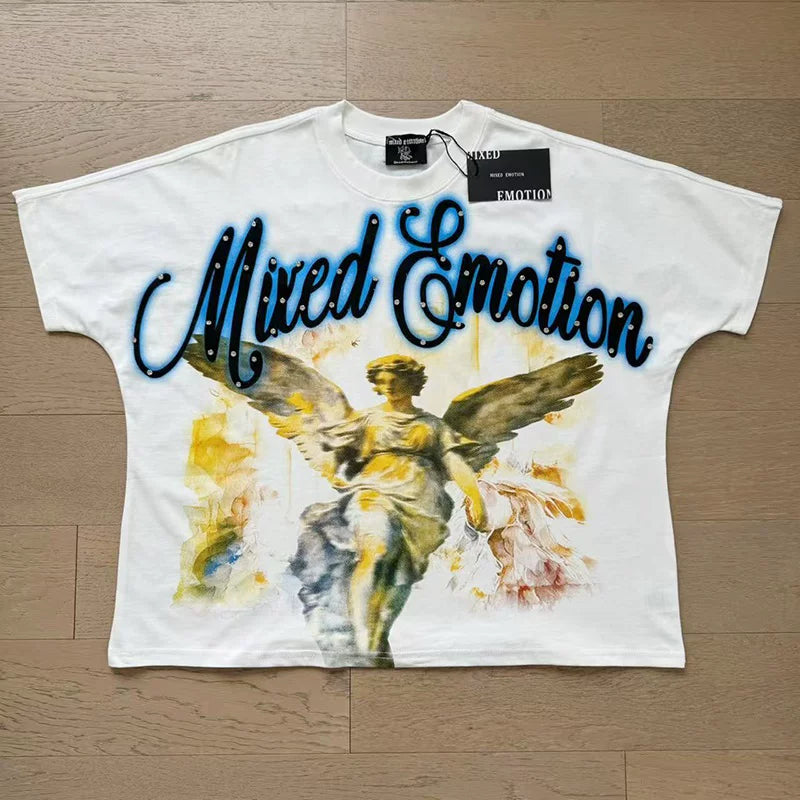 MIXED EMOTION Oil Painting Angel Graphic T-shirt