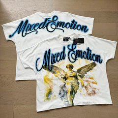 Mixed EMOTION Street Bat Sleeve Style Diamond Letter Summer Trendy Men's and Women's Short sleeved T-shirt (2)
