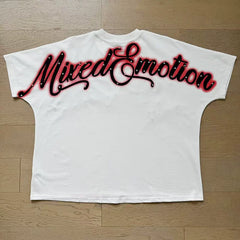 Mixed EMOTION Street Bat Sleeve Style Diamond Letter Summer Trendy Men's and Women's Short sleeved T-shirt (1)