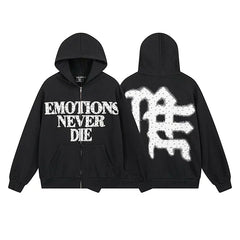 Realistic Mixed EMOTION Fashion Retro Doing Old Street Loose Heavy Cotton Cardigan Hoodie FOG (12)