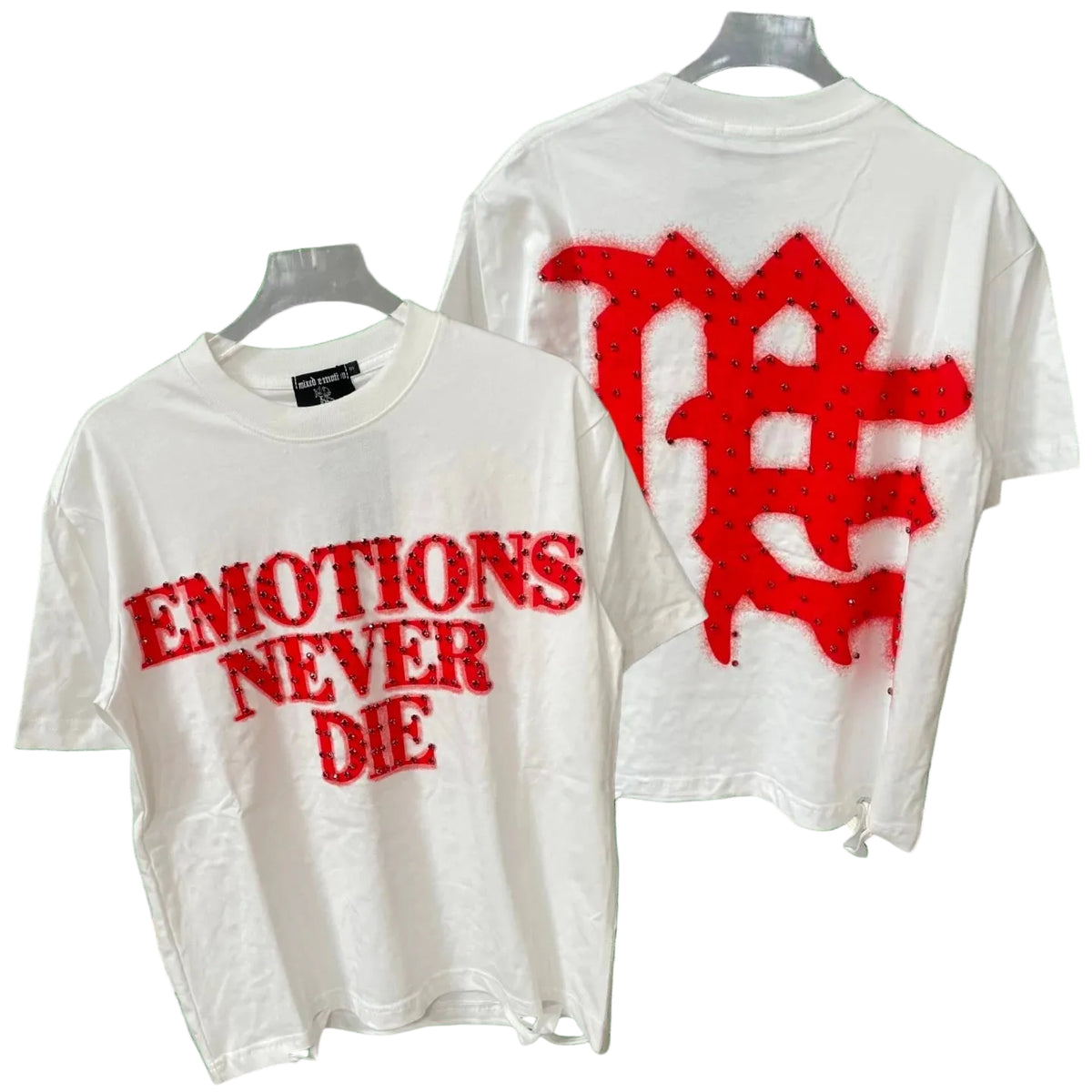 Correct version of Mixed EMOTION hot stamping printed American street T-shirt West Coast hip-hop trend rap short sleeved shirt (8)