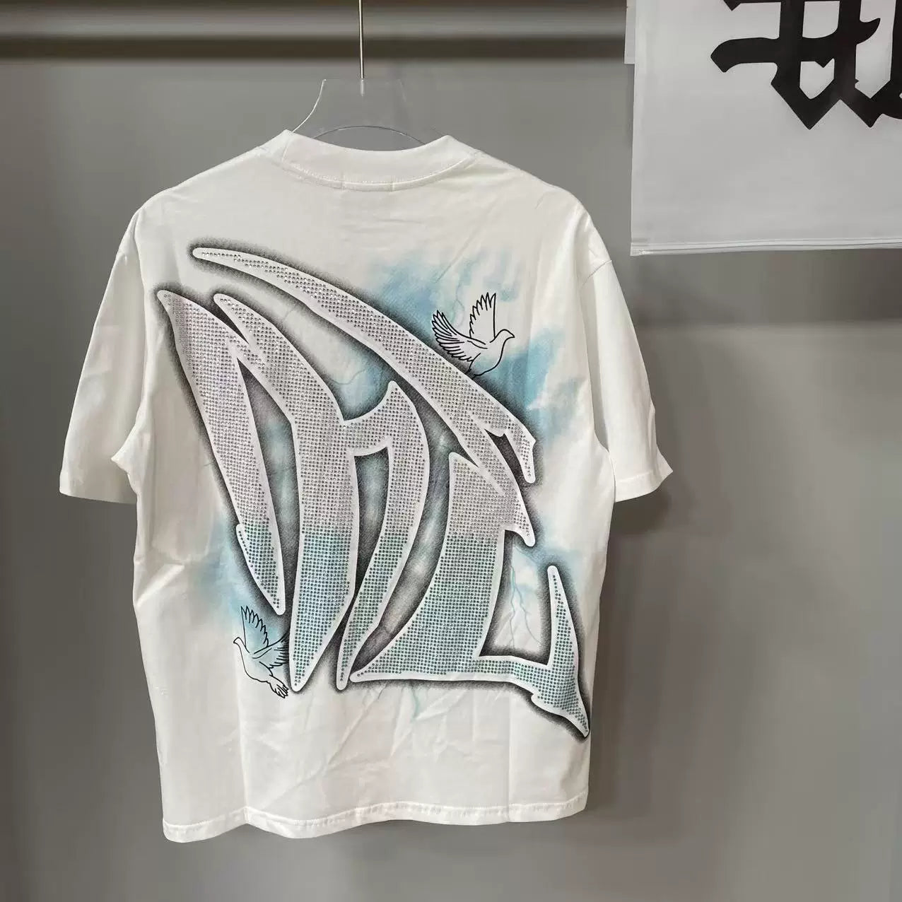Mixed EMOTION T SHIRT High Street Angel Peace Dove Hot Diamond Fashion Short sleeved T-shirt Summer