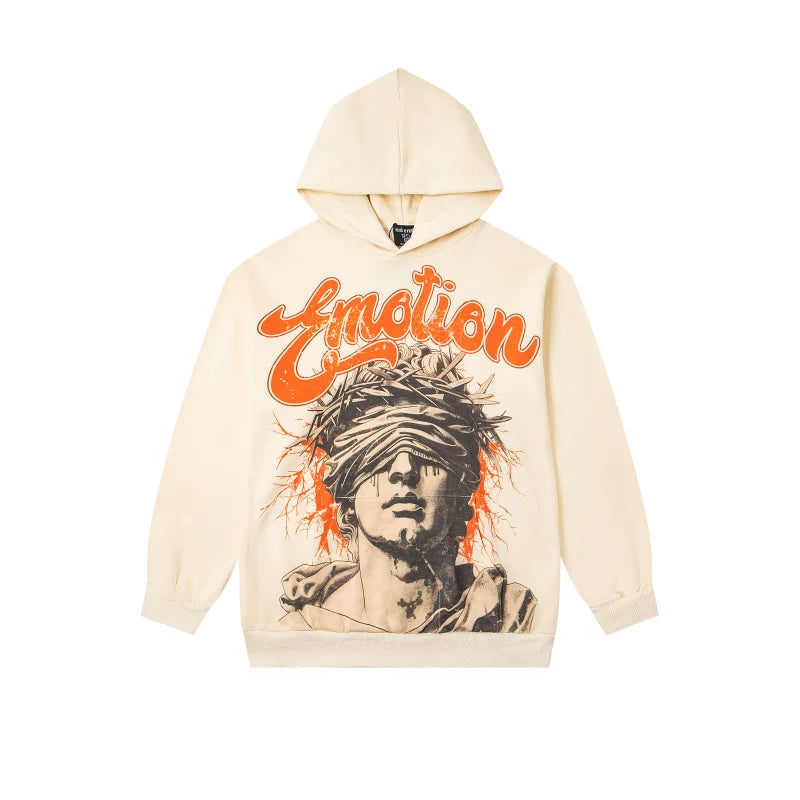 High version Mixed EMOTION American Street Retro Printed Hot Diamond Hoodie Men's and Women's Zipper Jacket (10)