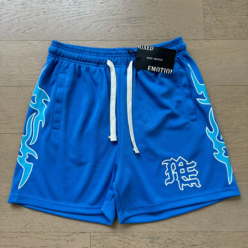 Mixed EMOTION SHORTS: Trendy Street, Summer, Diamond Print, Sports and Leisure, Pure Cotton Drawstring Shorts (5)