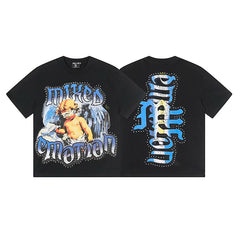 Mixed EMOTION HIP HOP T SHIRT Fashion Retro High Street Hot Diamond Printed Cotton Short sleeved T-shirt (2)