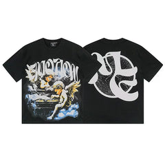 Mixed EMOTION HIP HOP T SHIRT Fashion Retro High Street Hot Diamond Printed Cotton Short sleeved T-shirt (3)