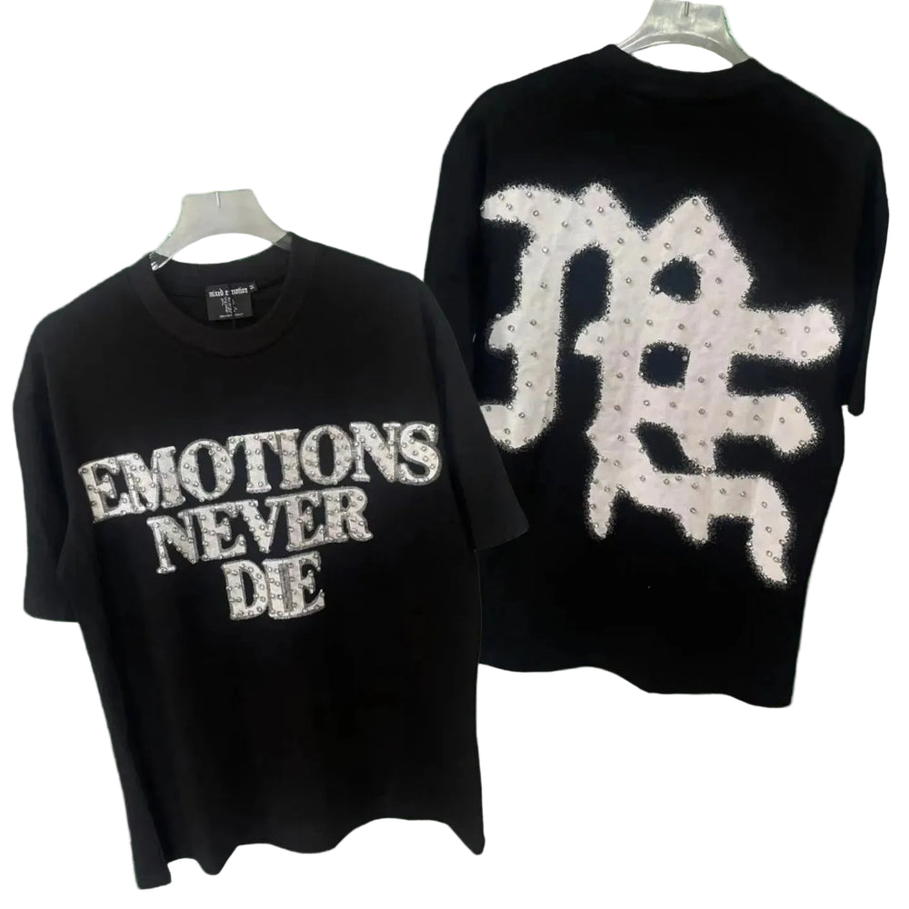 Correct version of Mixed EMOTION hot stamping printed American street T-shirt West Coast hip-hop trend rap short sleeved shirt (5)