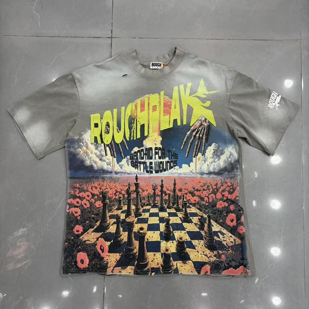 Roughplay Chess Skeleton Hand Vintage Wash Graphic Tee