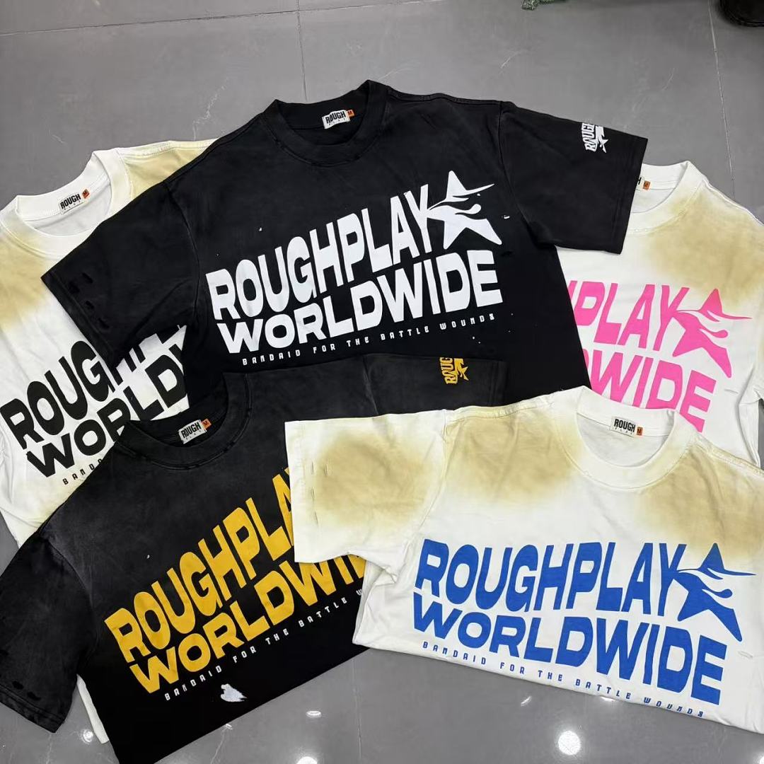 Roughplay Worldwide Multi-Color Distressed Graphic Tee