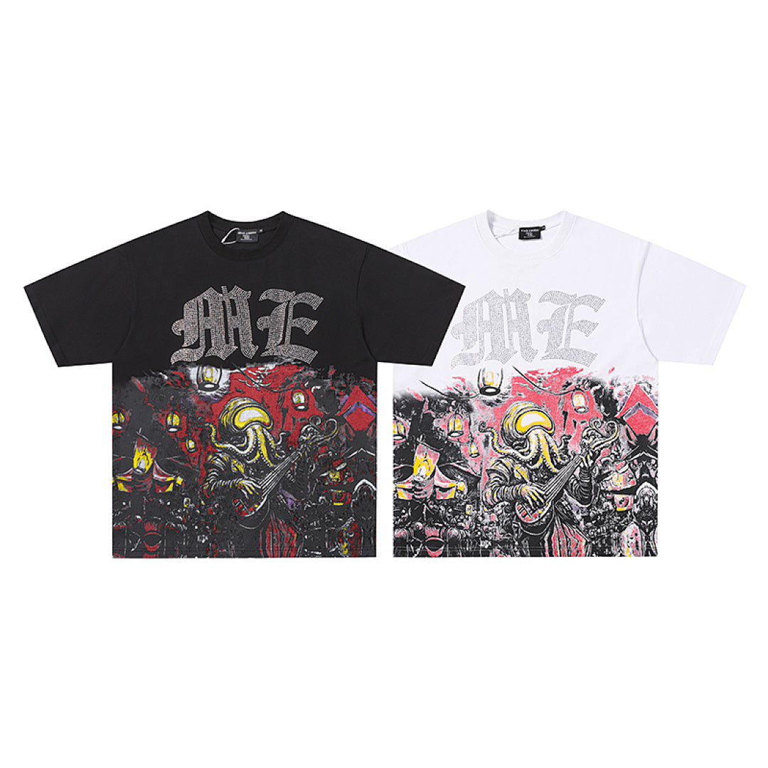 MIXED EMOTION EMOTION Gothic Letter Vintage Scene Graphic T‑Shirt