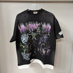 Roughplay Ghost Rider Biker Rhinestone Double-Hem Tee