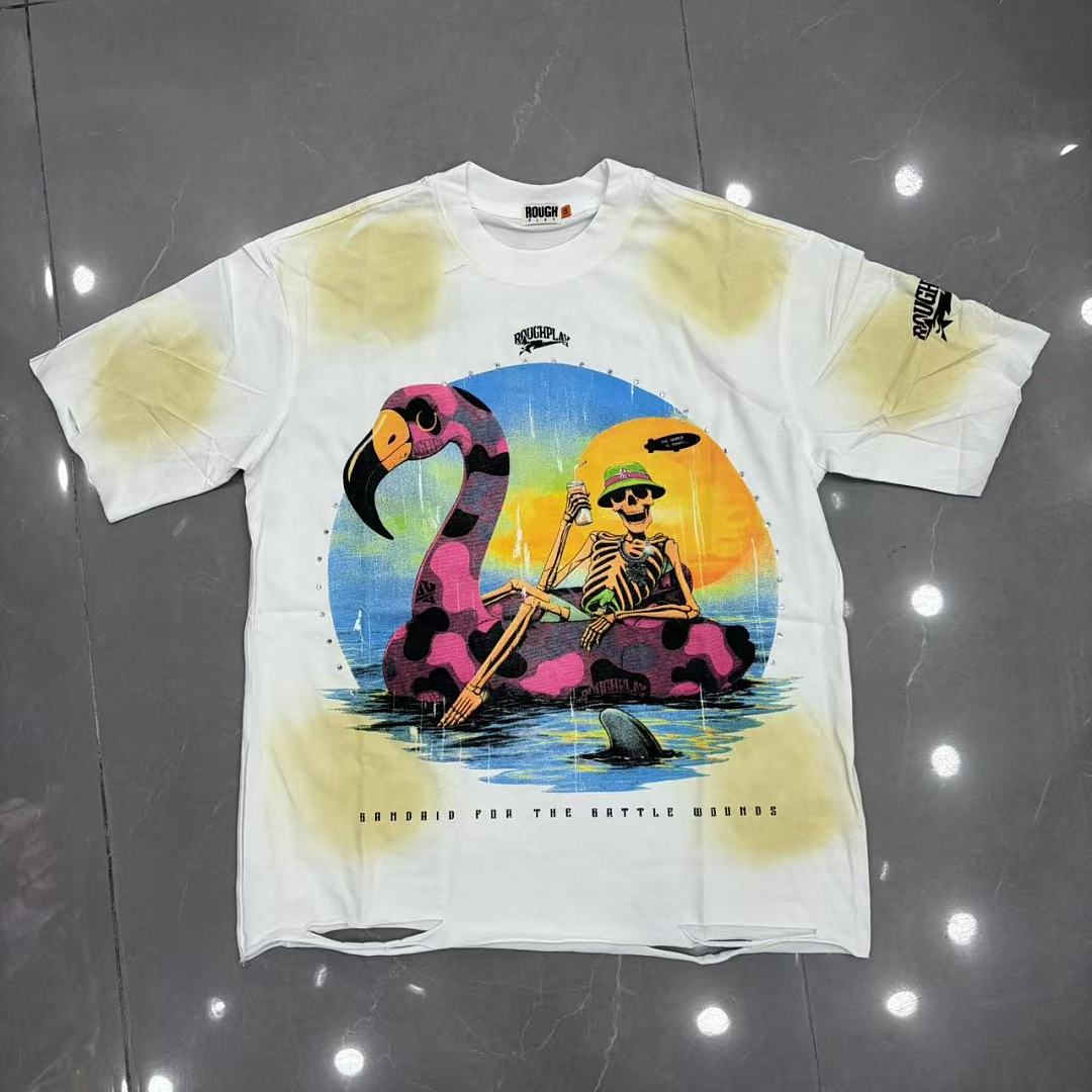 Roughplay "Bandaid for the Battle Wounds" Skeleton Flamingo Tee
