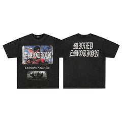 MIXED EMOTION Print Vintage Portrait Graphic T‑Shirt