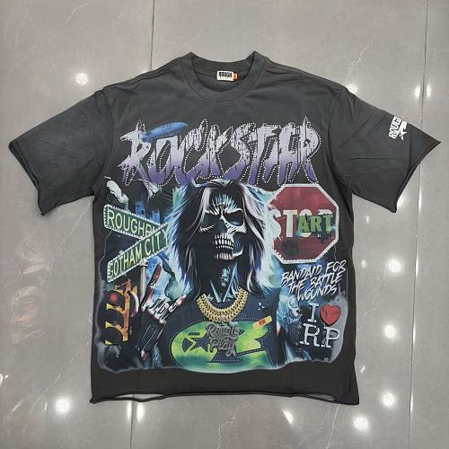 Roughplay "Rockstar" Skull Gotham City All-Over Graphic Tee